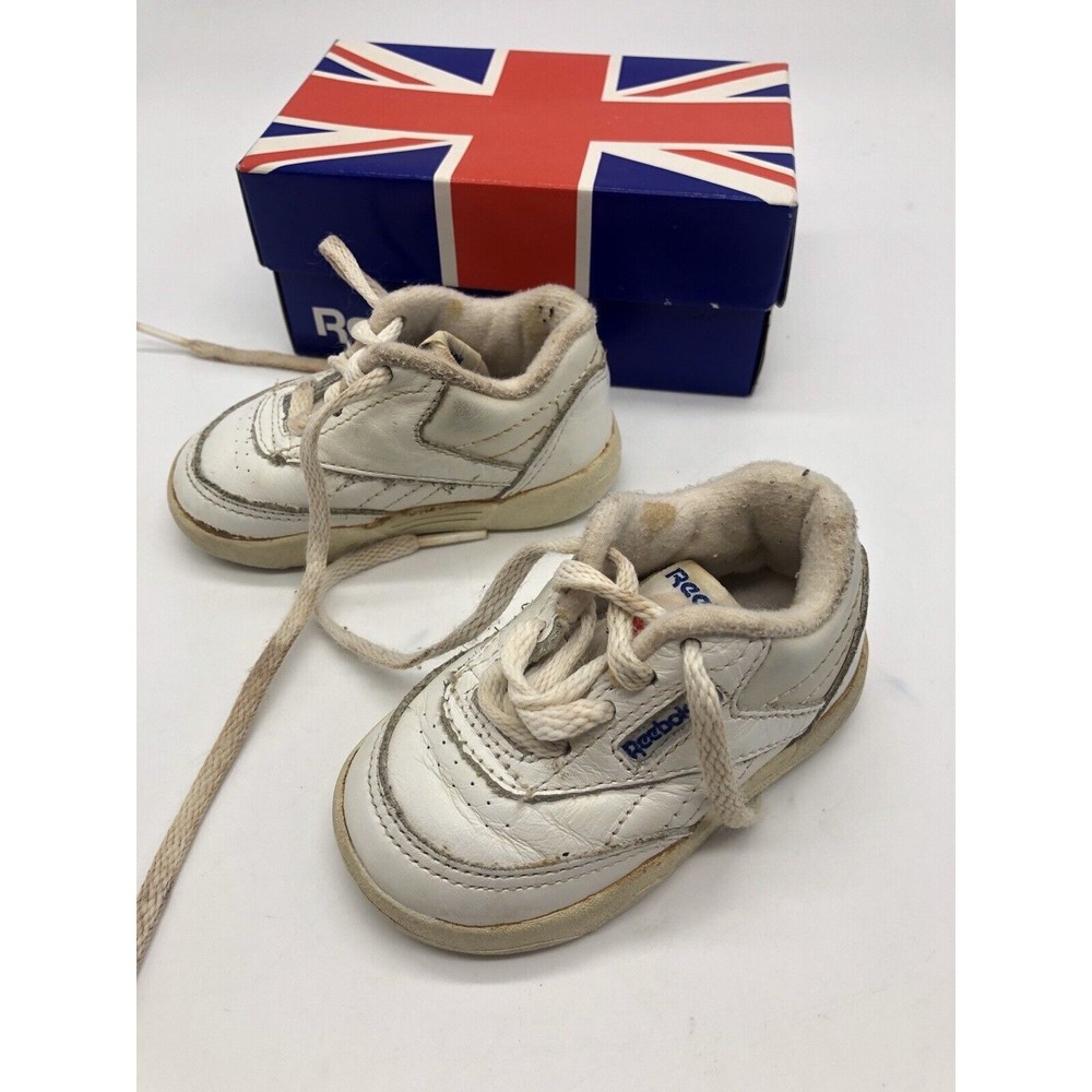 Vintage Reebok Infants Tennis Shoes CLUB C II 86-7741 Size 3 White Sneakers Box